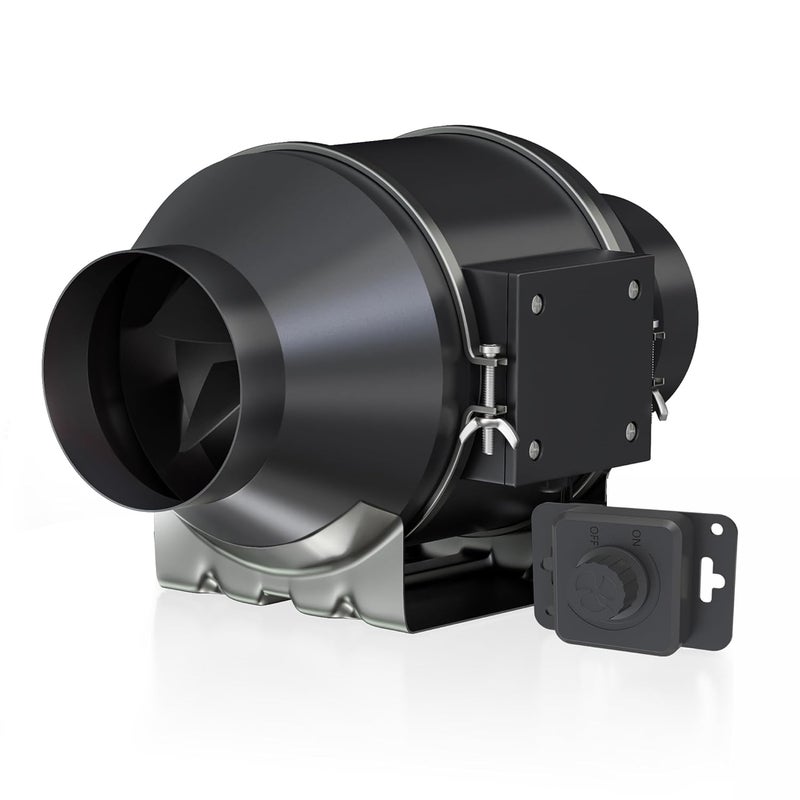 Toolazy Quiet 4" Inline Duct Fan 214 CFM Ventilation Exhaust Fan EC Motor and External 0-100% Variable Speed Controller for Heating Cooling Booster, Grow Tents, Hydroponics - Image 1